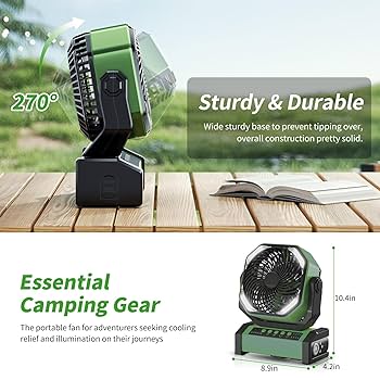 Amazon | LEDライト付きキャンプファン、20000mAh充電式